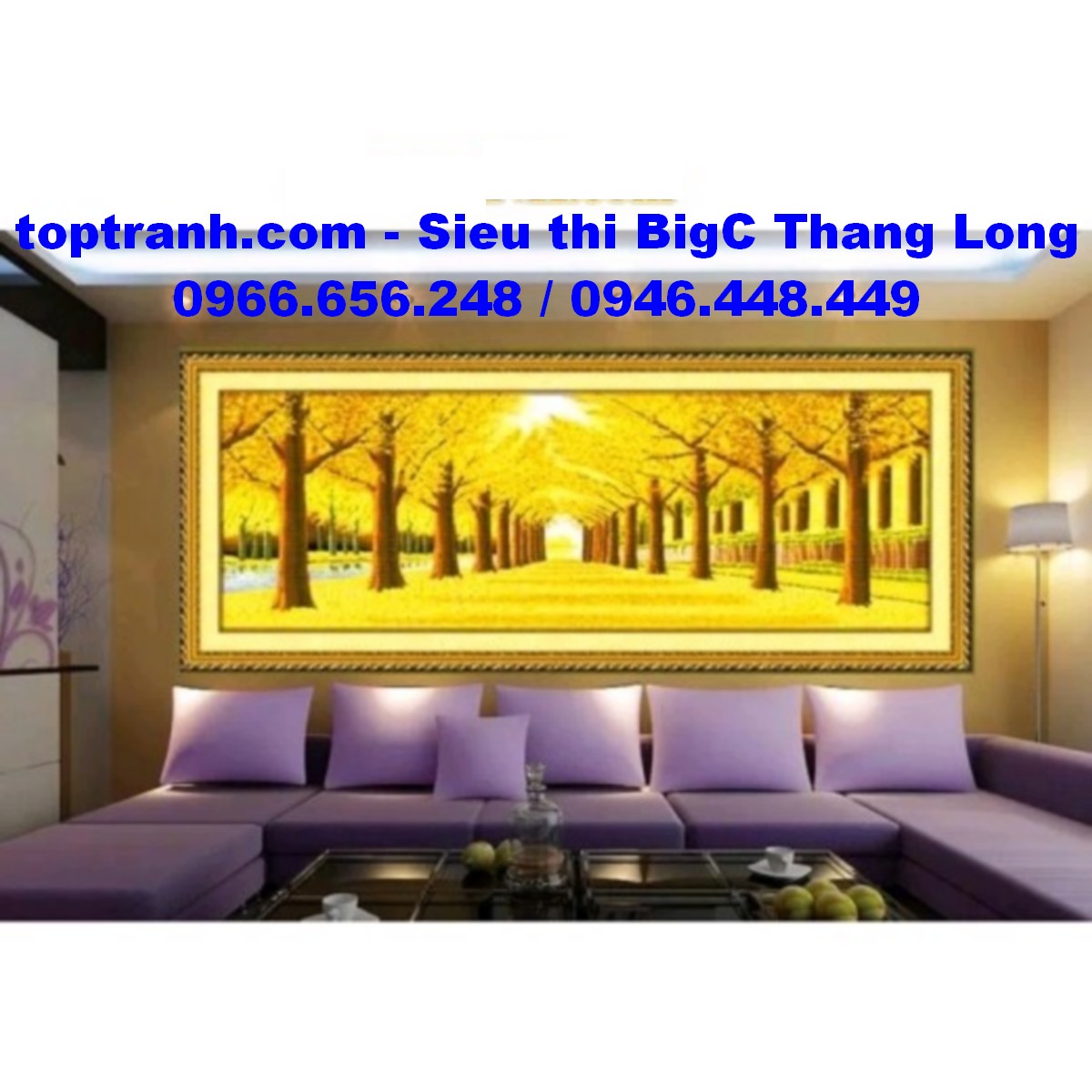 Tranh thêu chữ thập mùa thu lá vàng H002 chưa thêu