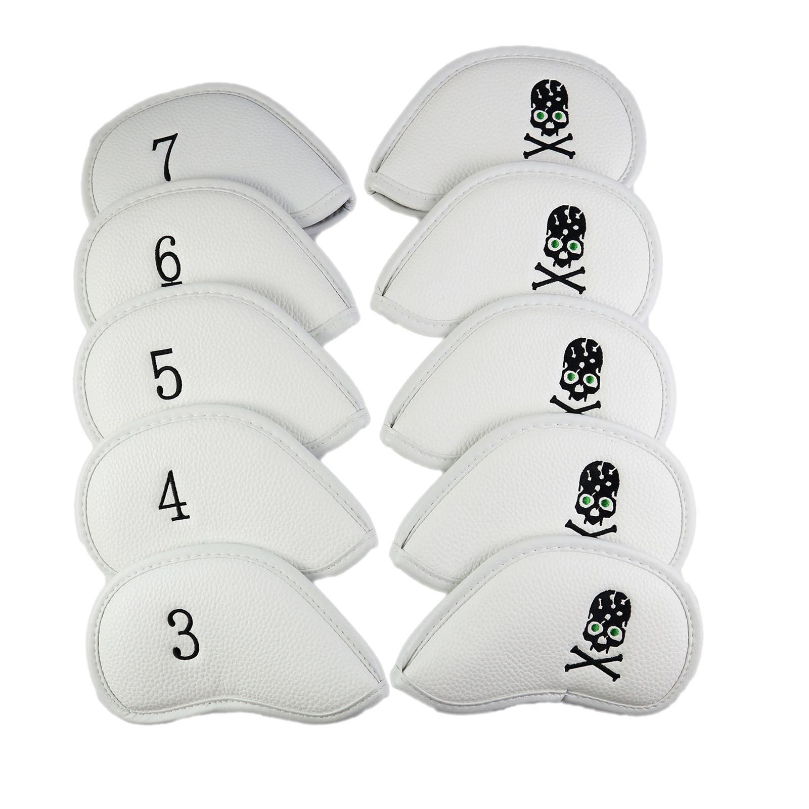 10x Golf Iron Head Covers PU Nylon Golf Club Headcovers Waterproof