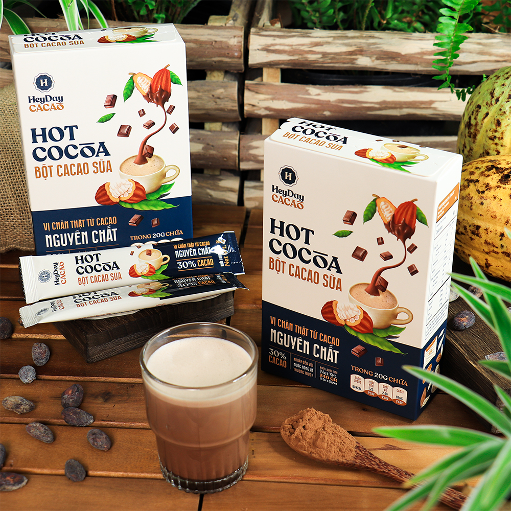 Bột Cacao Sữa Heyday - Combo 2 Gói tiện lợi 20g - Đậm vị chân thật từ cacao nguyên chất