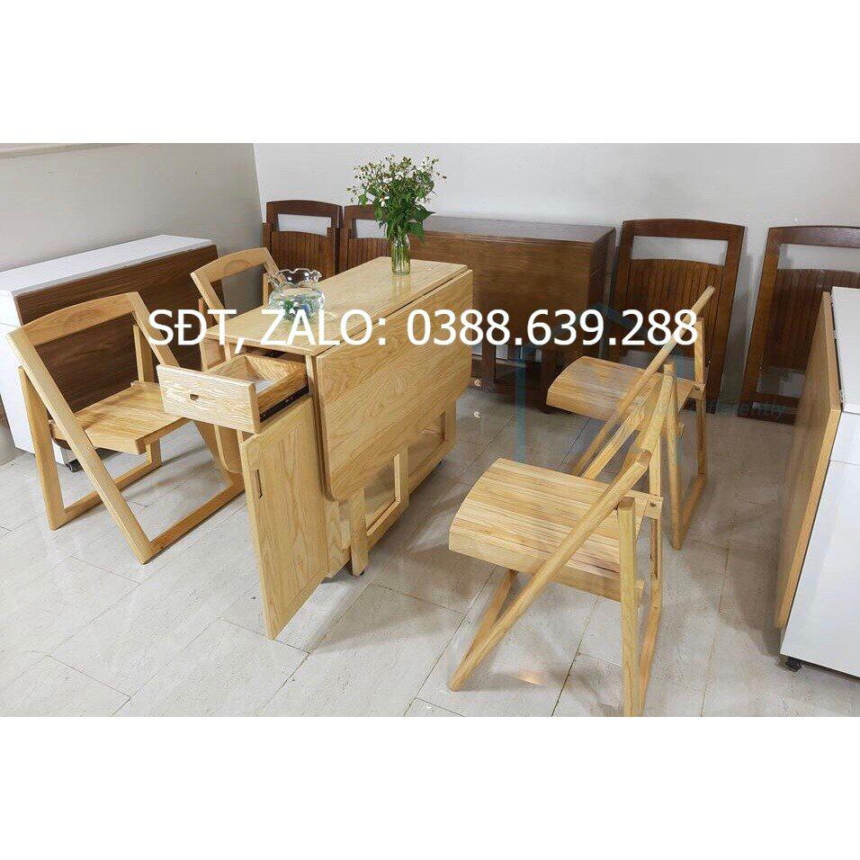 BÀN ĂN GỖ SỒI VÀNG 1M4 + 4 GHẾ ĐÔN VÀNG