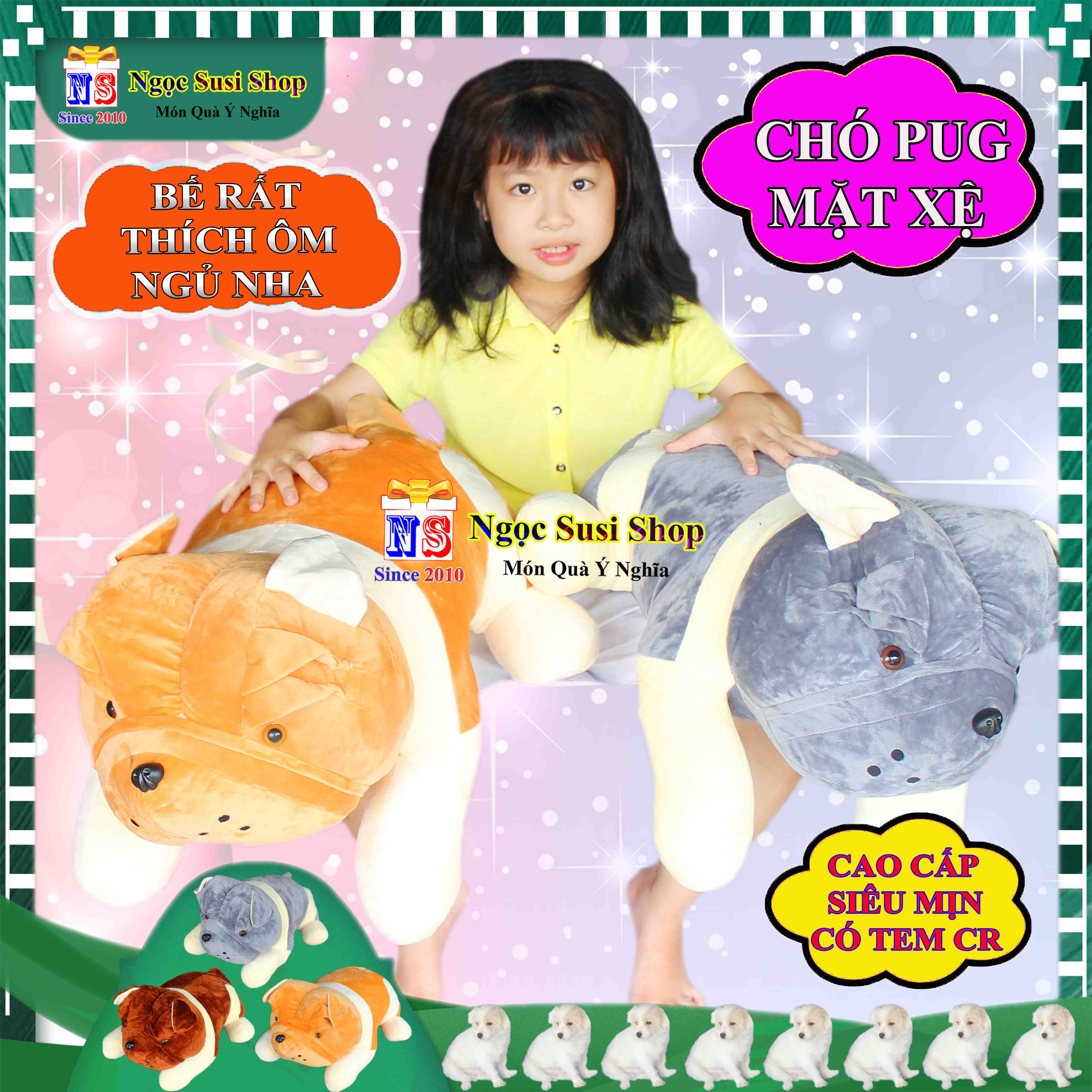 GỐI ÔM THÚ BÔNG CON CHÓ PUG MẶT XỆ SIÊU DỄ THƯƠNG CHO BÉ ÔM NGỦ - GẤU BÔNG HÌNH CON CHÓ PUG MẶT XỆ SIÊU ĐẸP