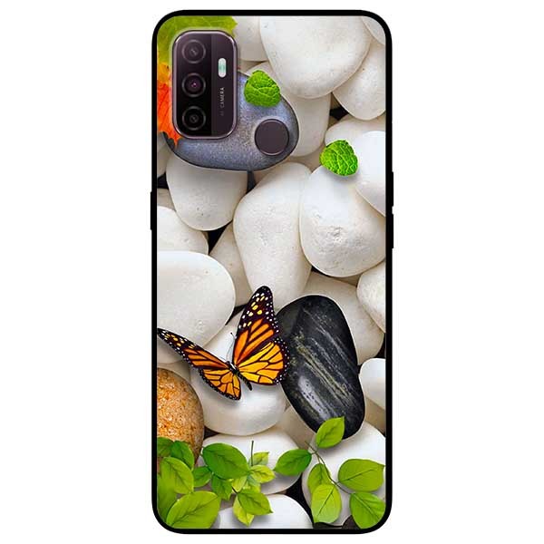Ốp lưng dành cho Oppo A53 mẫu Sỏi Trắng và Bướm