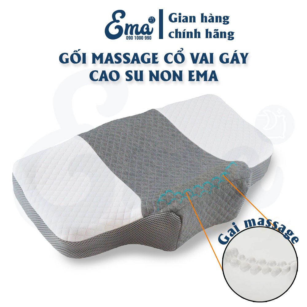 Gối massage cổ vai gáy Neck Corrector cho người thoái hóa đốt sống cổ bằng cao su non - Thương hiệu EMA