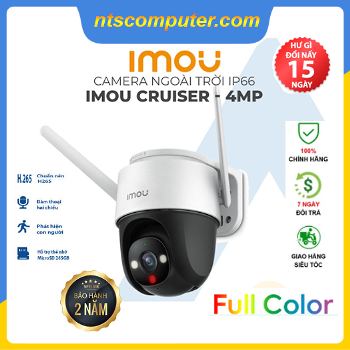 Camera IP Wifi PTZ FullColor 4MP ngoài trời Imou Cruiser IPC-S42FP hàng chính hãng