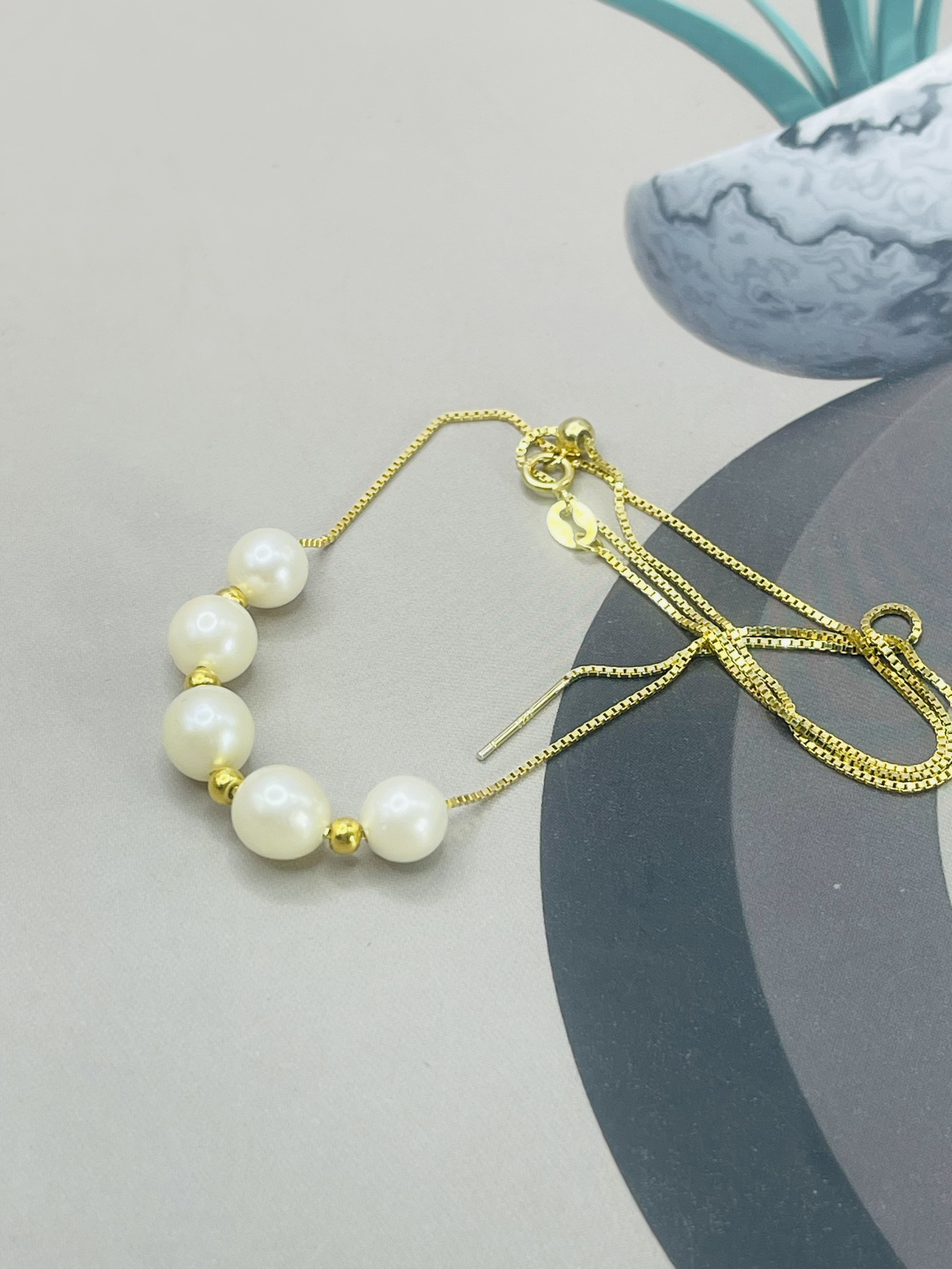 Dây chuyền Bạc 925 xi vàng và Trai mặn Akoya