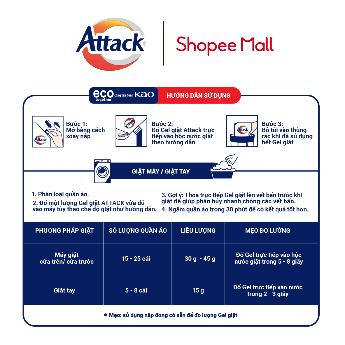 Gel Giặt Attack Hương Trái Cây Tươi Mát Túi 3.5Kg