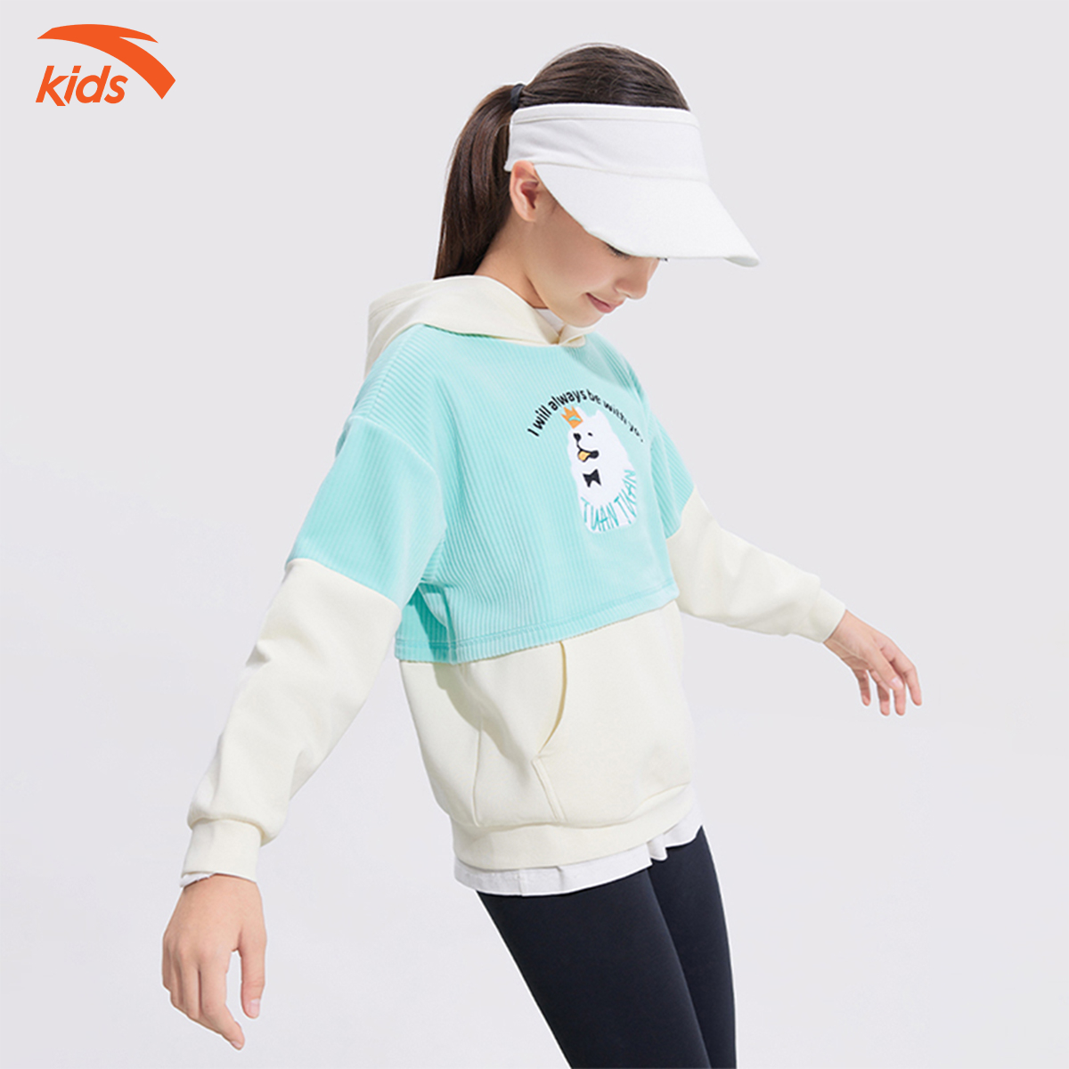 Áo nỉ bé gái Anta Kids kiểu dáng hoodie, chất liệu cao cấp 362248723