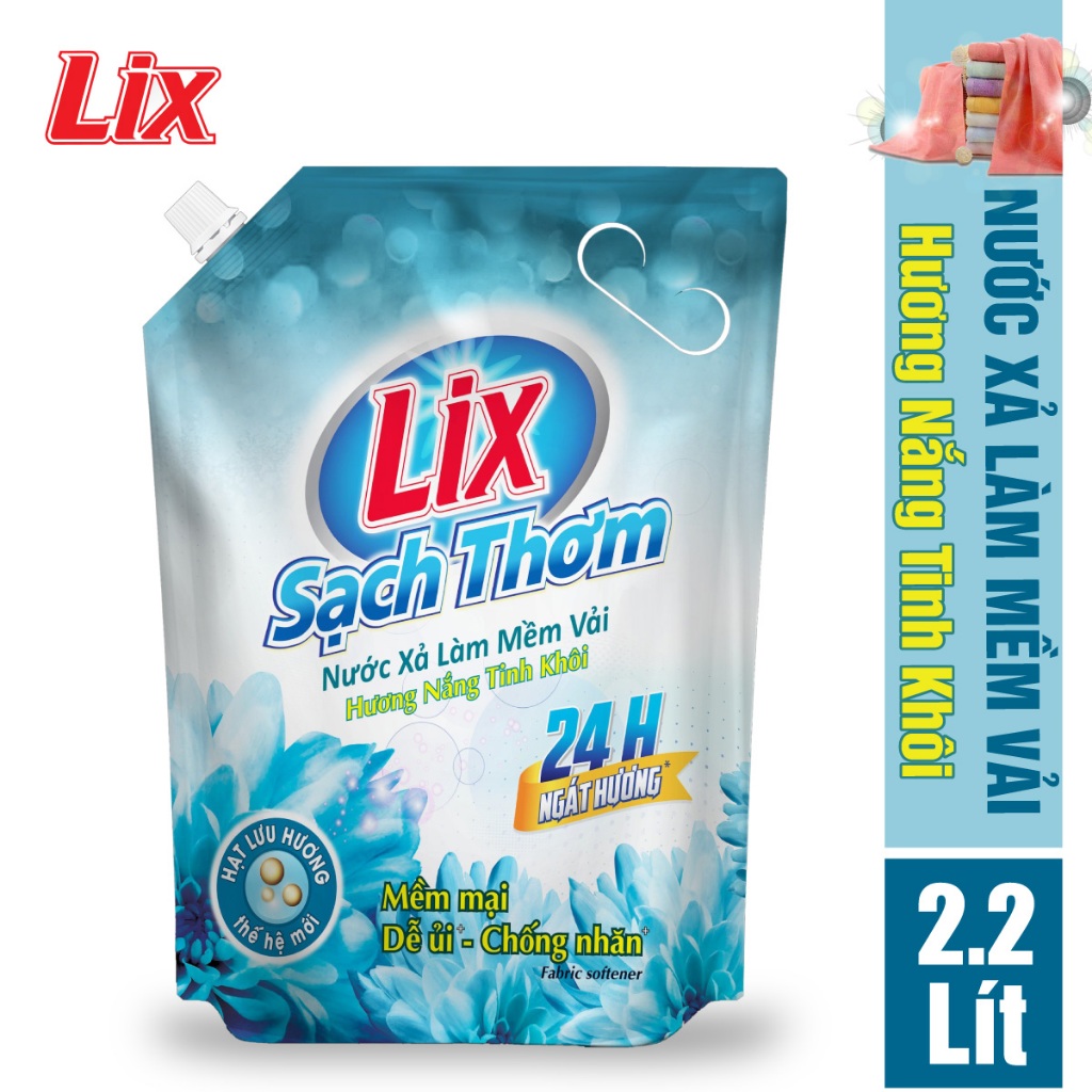 COMBO 2 túi nước xả vải Lix sạch thơm hương nắng tinh khôi L17802