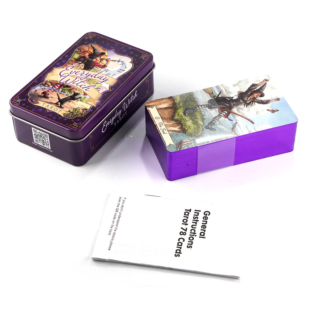 [Mạ Cạnh] Bộ Bài Everyday Witch Tarot Hộp Thiếc Mạ Cạnh Tím 78 Lá Tặng File Tiếng Anh Và Đá Thanh Tẩy