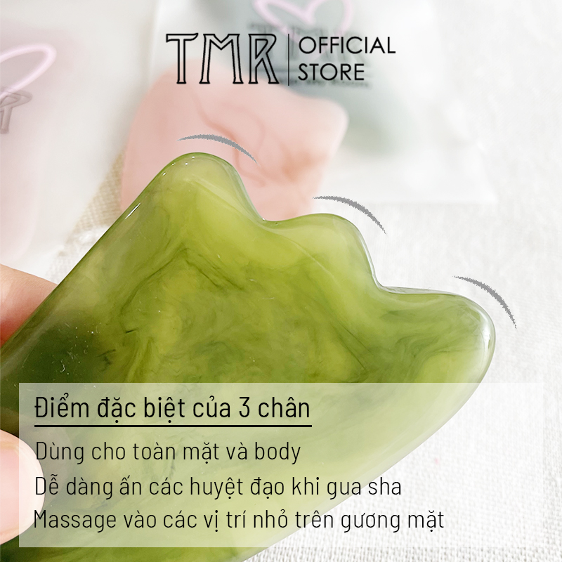 Bảng Đá Gua sha Guasha Massage TMR bằng Đá tự nhiên 3 mảnh cao cấp, mát xa nâng cơ hiệu quả, bấm huyệt thải độc