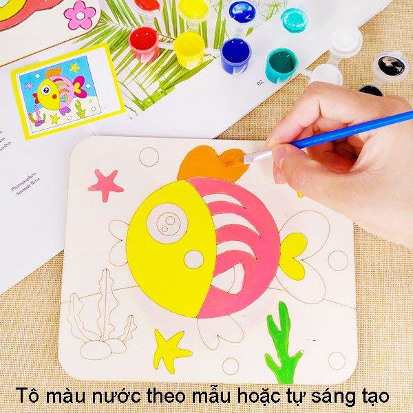Tranh gỗ tô màu nước nhiều mẫu siêu đáng yêu cho bé
