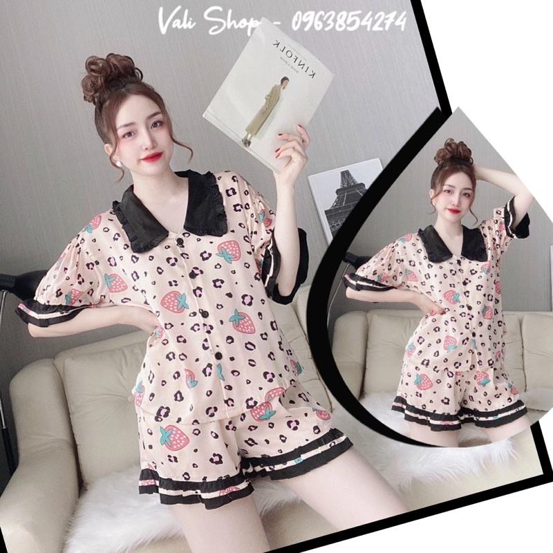 Đồ ngủ lụa latin satin cao cấp pijama hoạ tiết dễ thương freesize 42-60kg