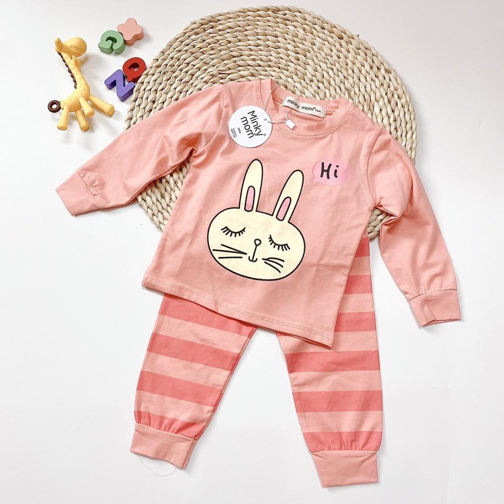 Bộ Cotton 100% (mẫu 5) Minky mom in hình thú quần sọc cho bé trai và bé gái (5-18kg