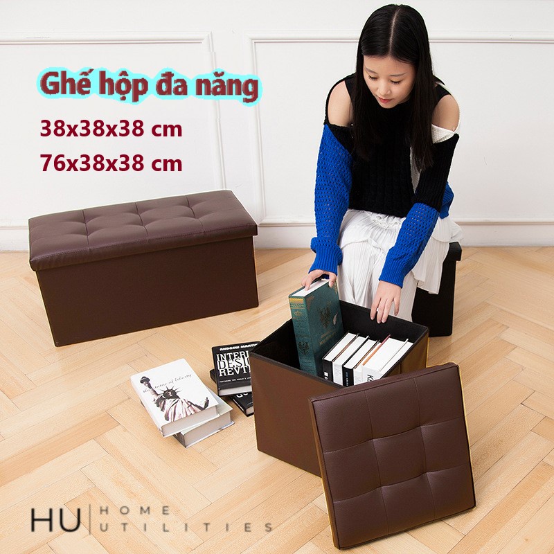 Ghế Đôn Kiêm Hộp Đựng Đồ Đa Năng, Ghế Sofa Đựng Đồ Gấp Gọn 2in1