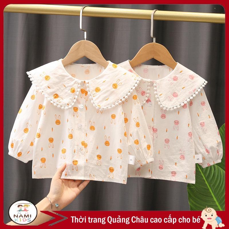 [109:H39] Áo sơ mi dài tay cho bé gái họa tiết thỏ cà rốt đáng yêu (hàng quảng châu)