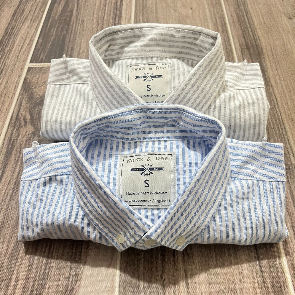 Hình ảnh Áo sơ mi nam tay dài kẻ sọc nhỏ vải oxford denim công sở SM06