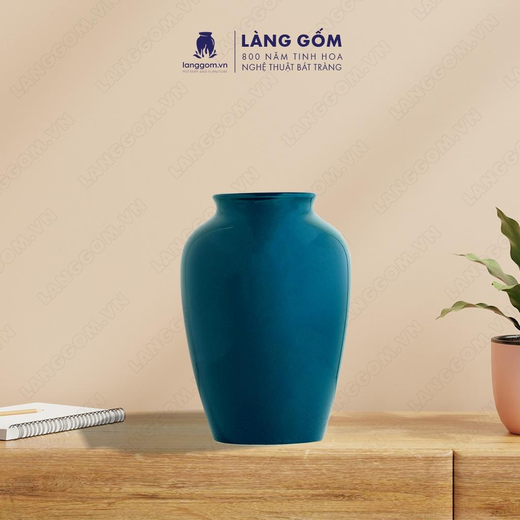 Bình hoa, lọ hoa Gốm sứ Bát Tràng cao cấp Men ngọc vai vuông cao lạnh bảo làm quà tặng, trang trí - Làng Gốm Bát Tràng