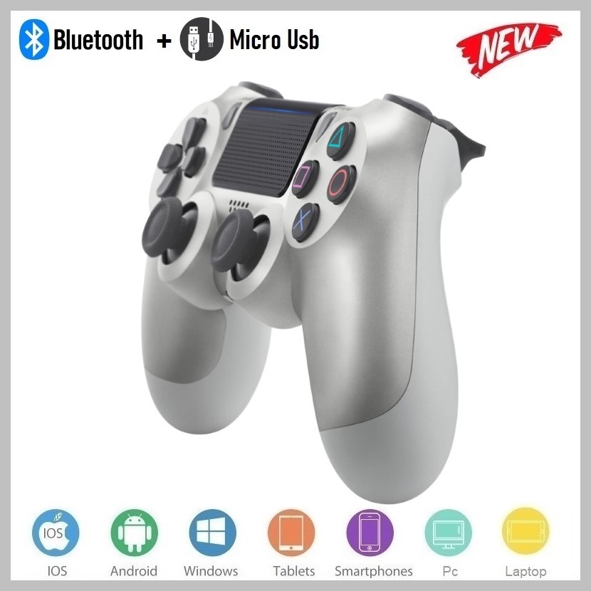 Gamepad Không dây Bluetooth PlayStation Silver cho máy tính - điện thoại - máy game Console PS/4