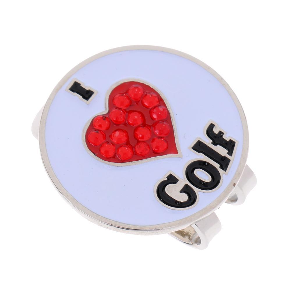 2x Golf Hat Clip with Detachable  Golf Ball Marker Heart Pattern