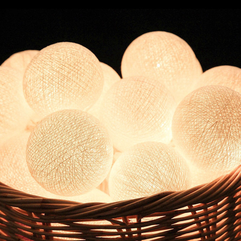 Dây Đèn LED Bóng Tròn Cotton Ball 20 Bóng - Nhiều Màu