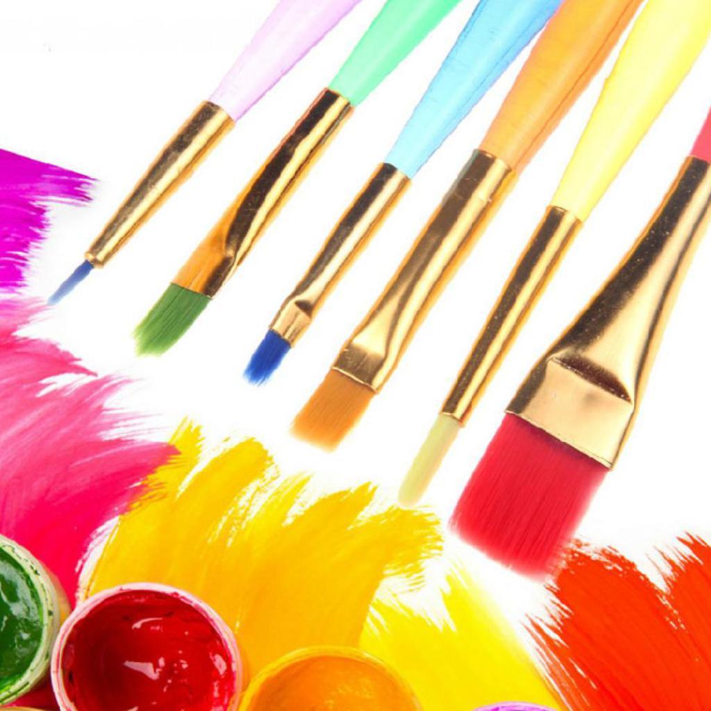6 X Multi-Colored Artist Drawing Brush Kit For Watercolor Oil Painting