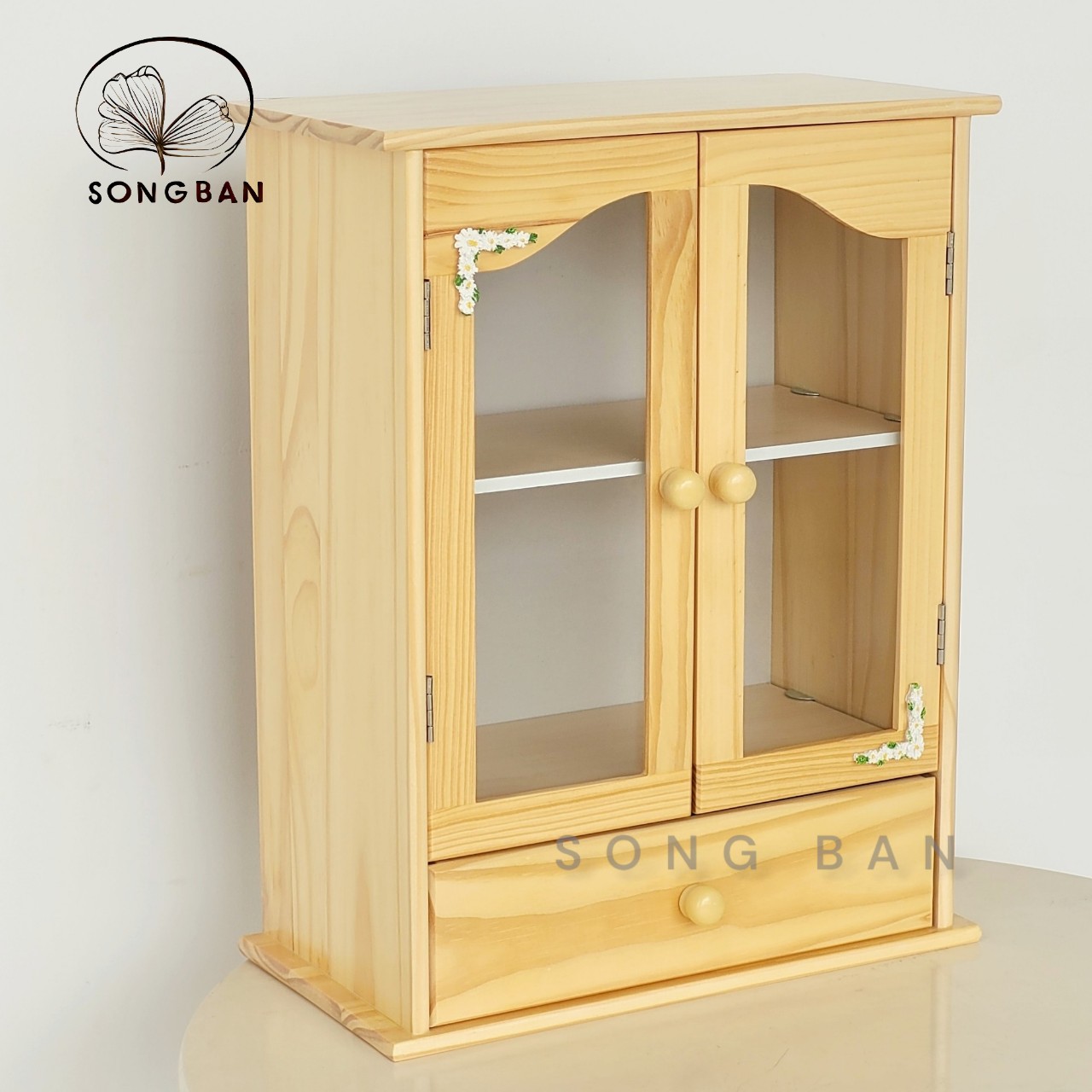 Tủ Thuốc Gỗ Nhiều Màu, Tủ Lưu Trữ Đồ Dùng 2 Cánh Có Hộc Treo Tường - Hàng VN Xuất Khẩu