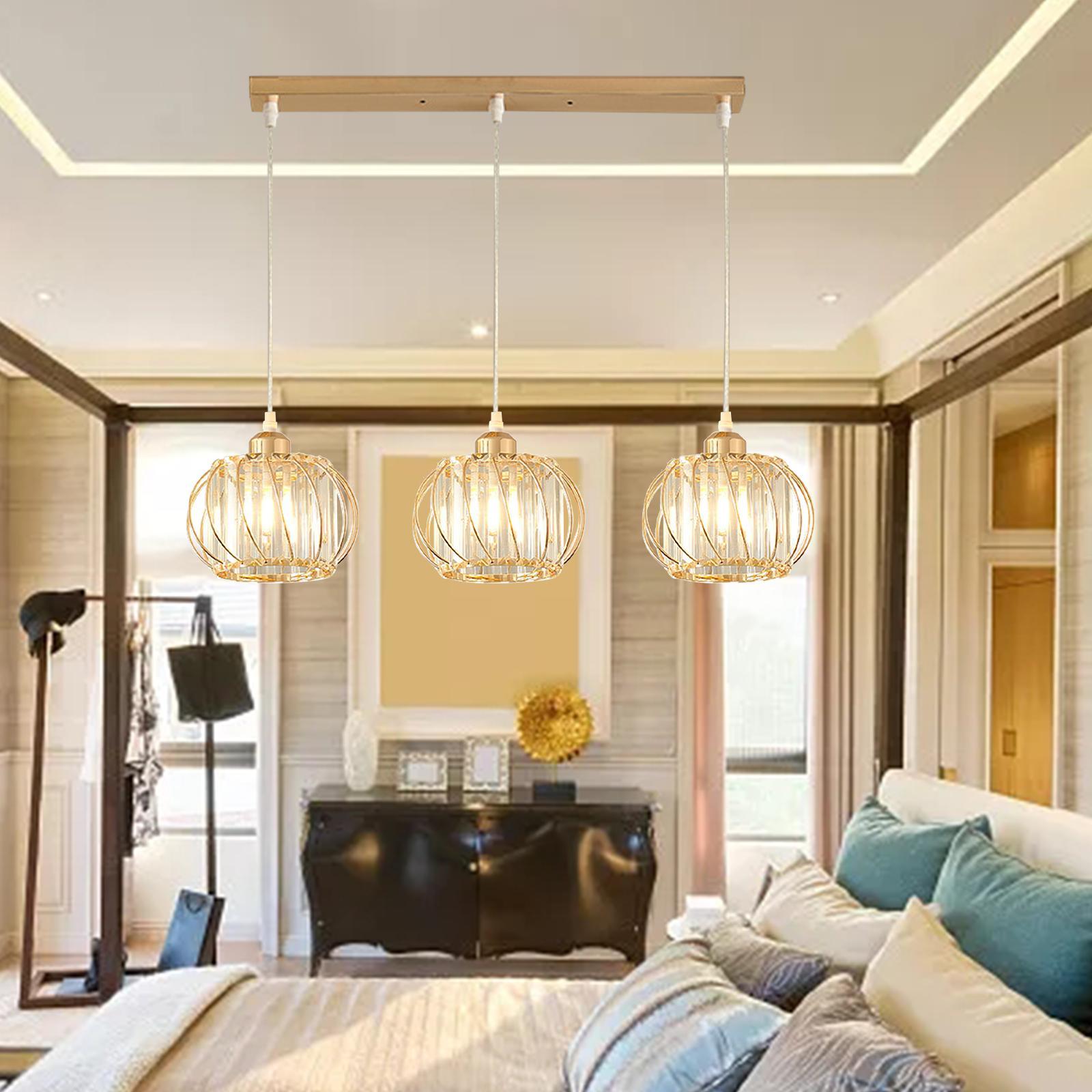 3 Light Crystal Pendant Light Fixture Modern Adjustable for Dining Room Restaurant