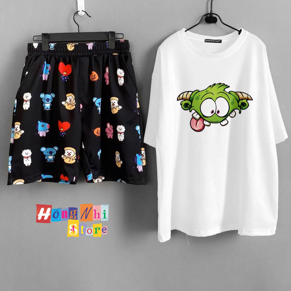 Quần Short Cartoon Unisex Hình Thú Quần Đen - Quần Đùi Hoạt Hình Siêu Cute - MM