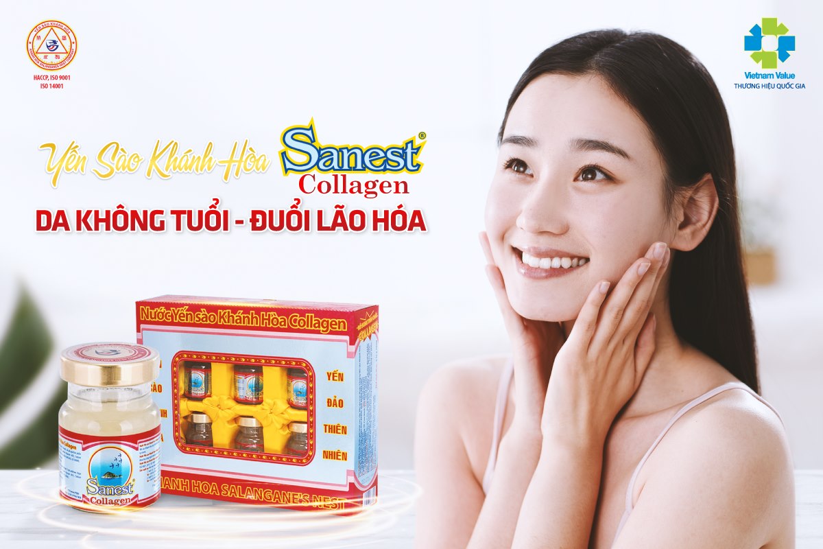 NƯỚC YẾN SÀO KHÁNH HÒA SANEST COLLAGEN 70ML HỘP 6 LỌ