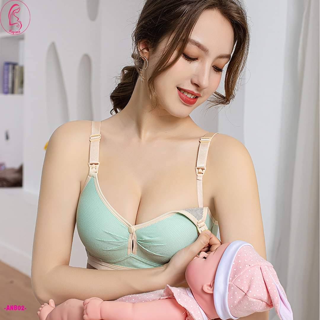 Áo lót bầu, áo ngực cho con bú sau sinh chống chảy xệ có cúc bấm chất cotton