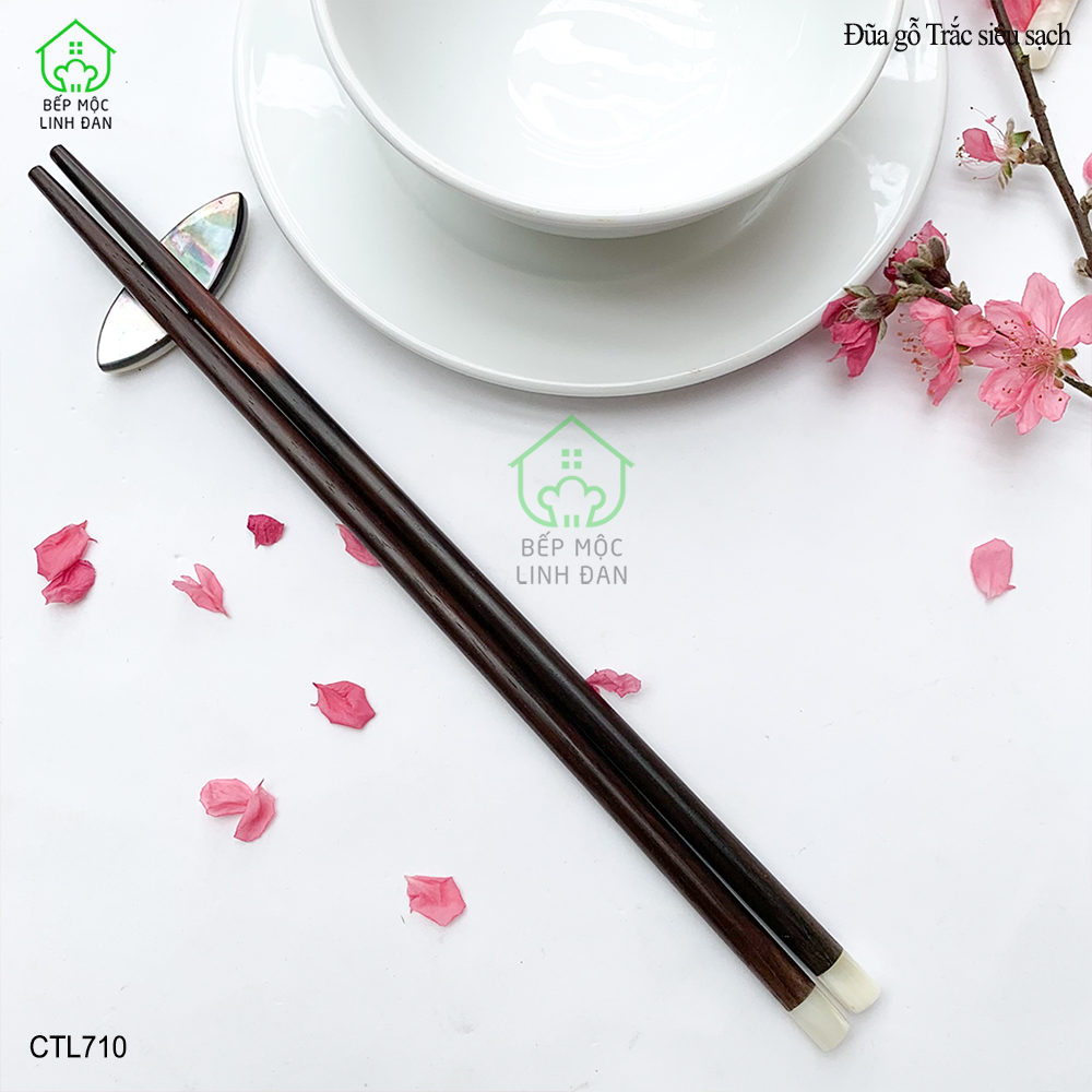 (5 Đôi) Đũa Gỗ Trắc Tự Nhiên Đầu Ốc Biển 1cm - Hàng Đẹp Siêu Sạch [CTL710-5]