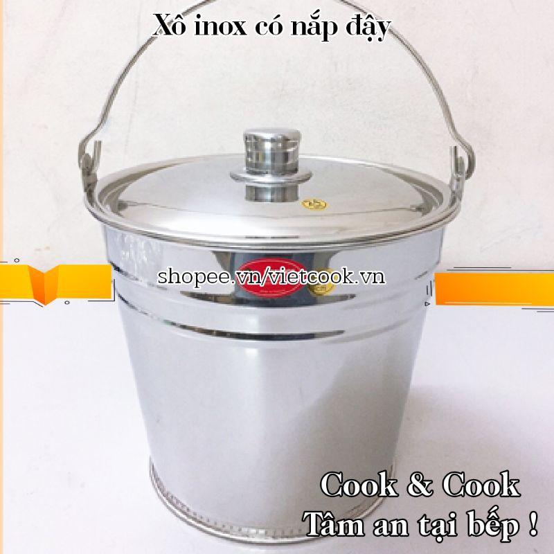 Xô inox size 18, 20, 25, 27, 30 có nắp, Xô inox 3, 5, 10, 15, 20 lít có nắp đậy