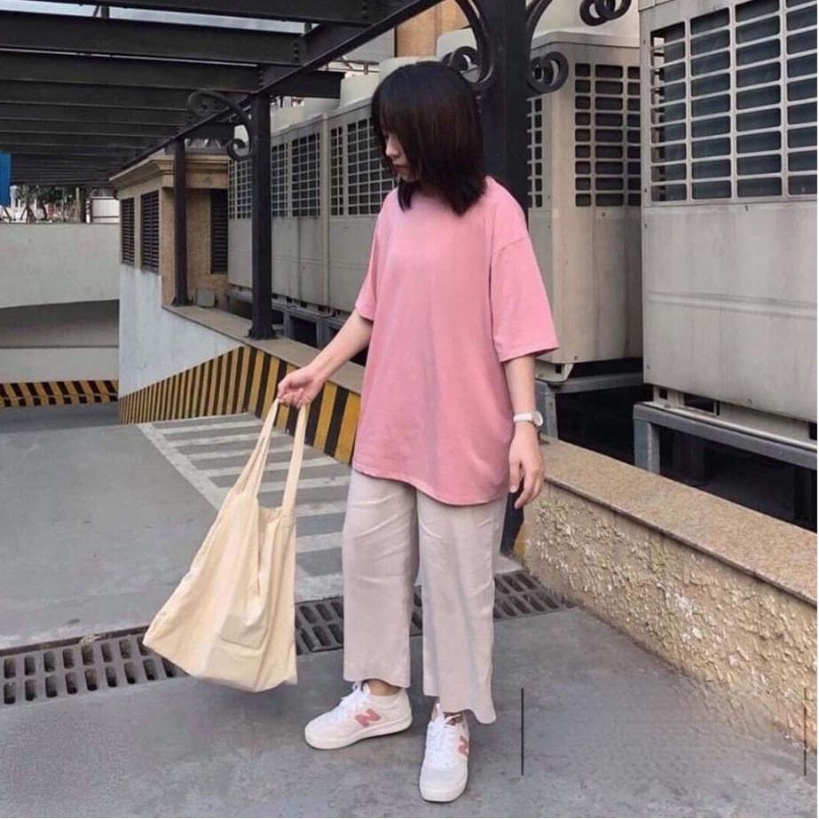 Áo phông trơn tay lỡ form rộng nam nữ 40-70kg