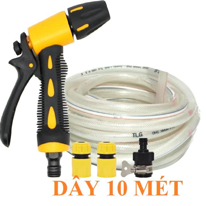 Bộ dây vòi xịt nước rửa xe,tưới cây .tăng áp 3 lần,loại 7m,10m 206319 cút sập,nối nhựa đen+tặng túi đựng bút