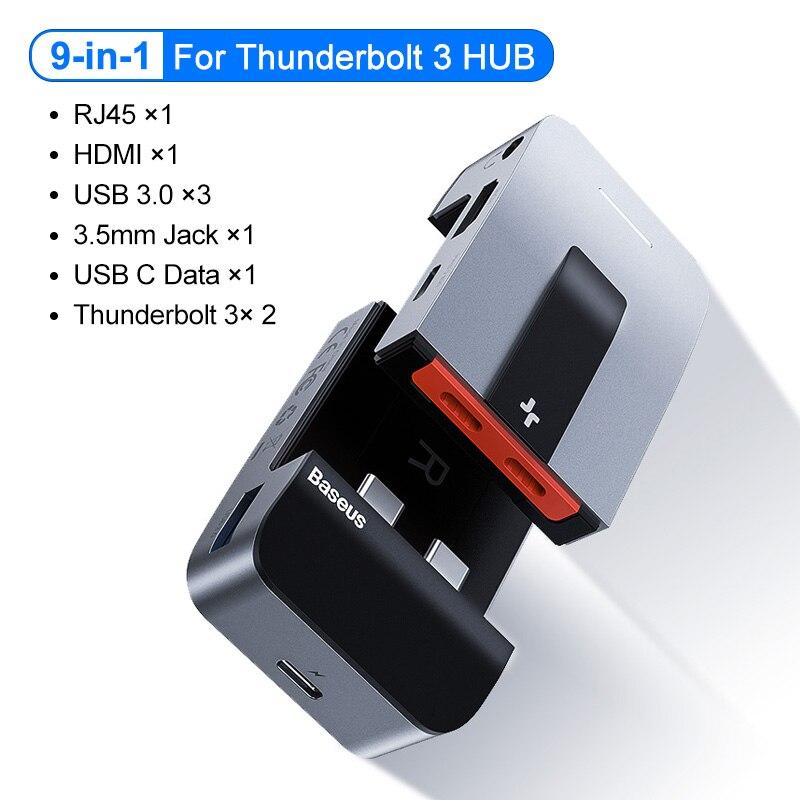 Giá đỡ kiêm hub chuyển đổi 9 trong 1 Thunder Bolt 3 cho Macbook Pro Baseus Baseus Armor Age Type-C- Hàng chính hãng.