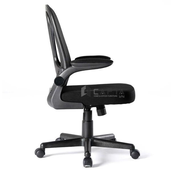 Ghế văn phòng tay gập CE4557-M Nội thất Capta Ghế xoay lưng lưới nệm vải chân nhựa màu đen nâng hạ ngả gật gù thư giãn hcm