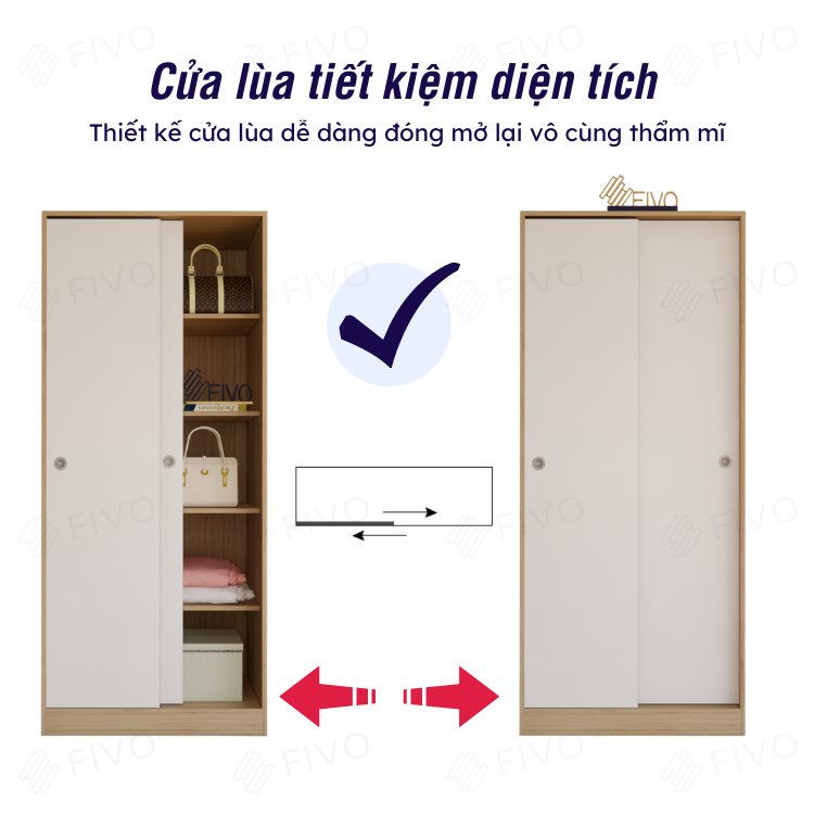 Tủ Quần Áo Gỗ Cửa Trượt Sang Trọng FIVO FC31 Nội Thất Lắp Ráp Dễ Dàng Tiện Lợi, Thiết Kế Chia Ô Tăng Diện Tích Để Đồ