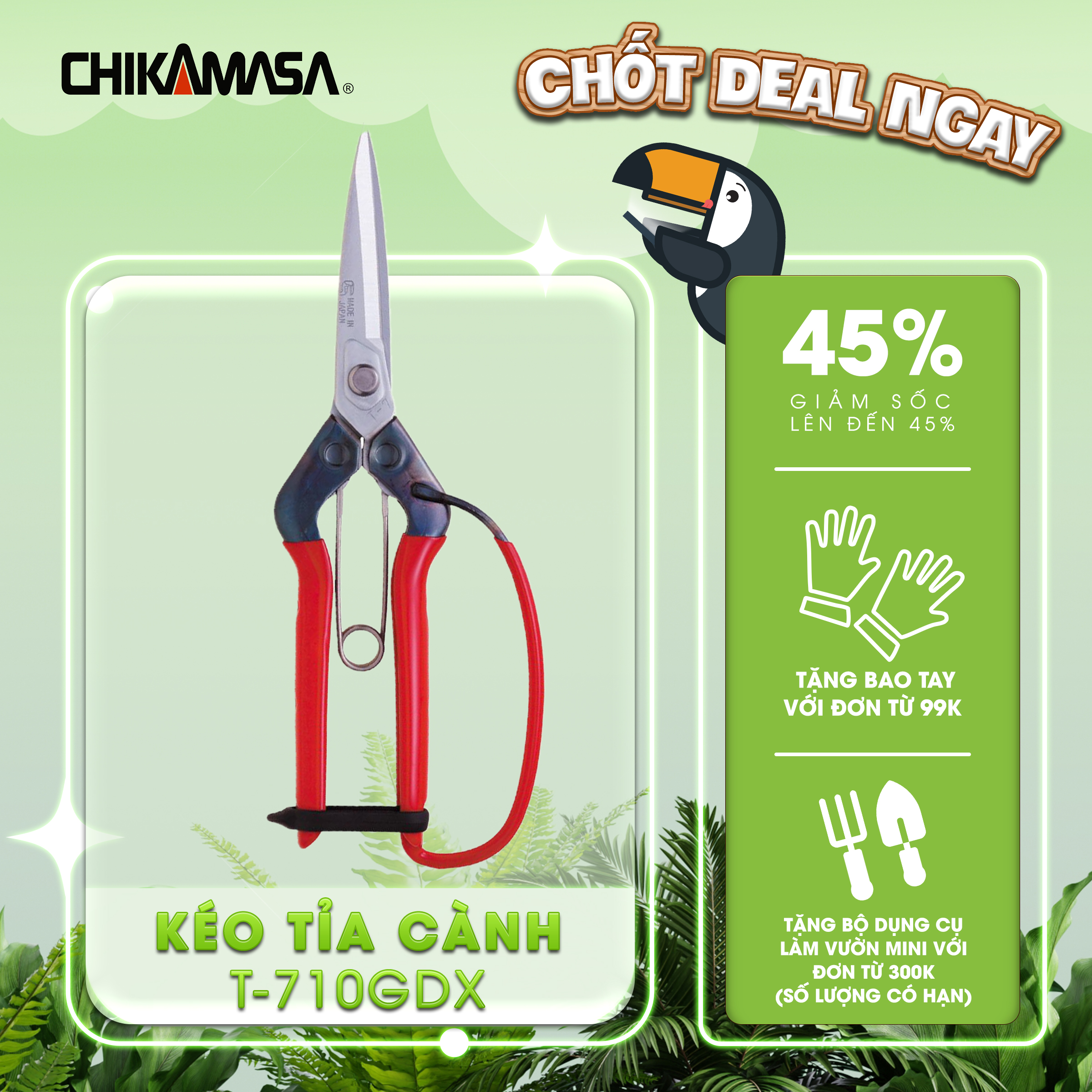 Kéo tỉa cành cao cấp Nhật Bản Chikamasa T-710GDX