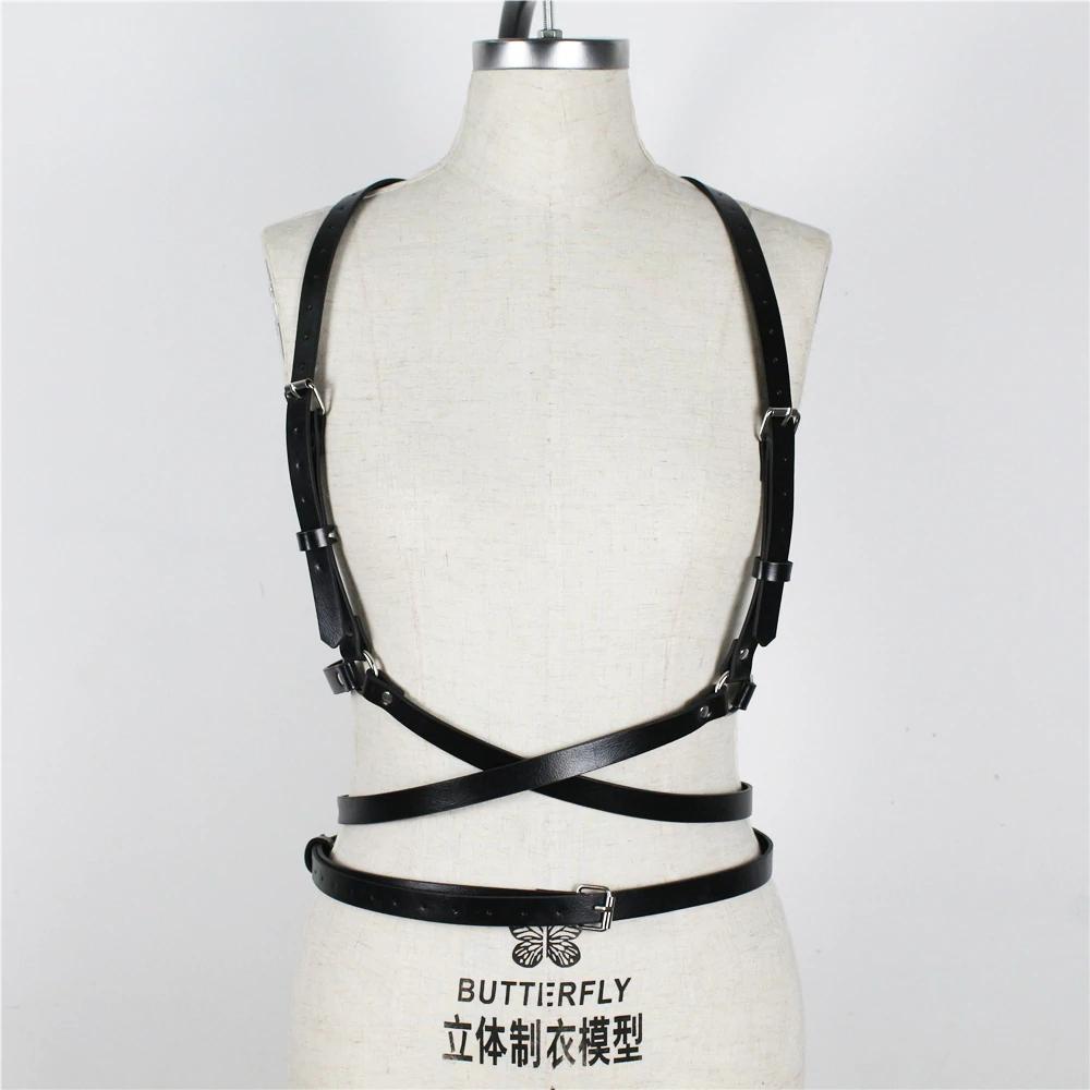 TRODEAM Sexy Da Cơ Thể Mối Ràng Buộc Lồng Điêu Khắc Dây Dây Lưng Dây Nịt Thắt Lưng Thắt Lưng Bông Tai Kẹp Punk Treo Áo