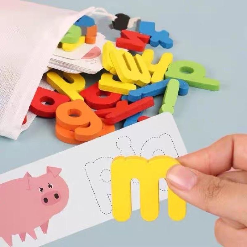 Bộ ghép chữ cái tiếng Anh 3D - Đồ chơi giáo dục gỗ cho bé