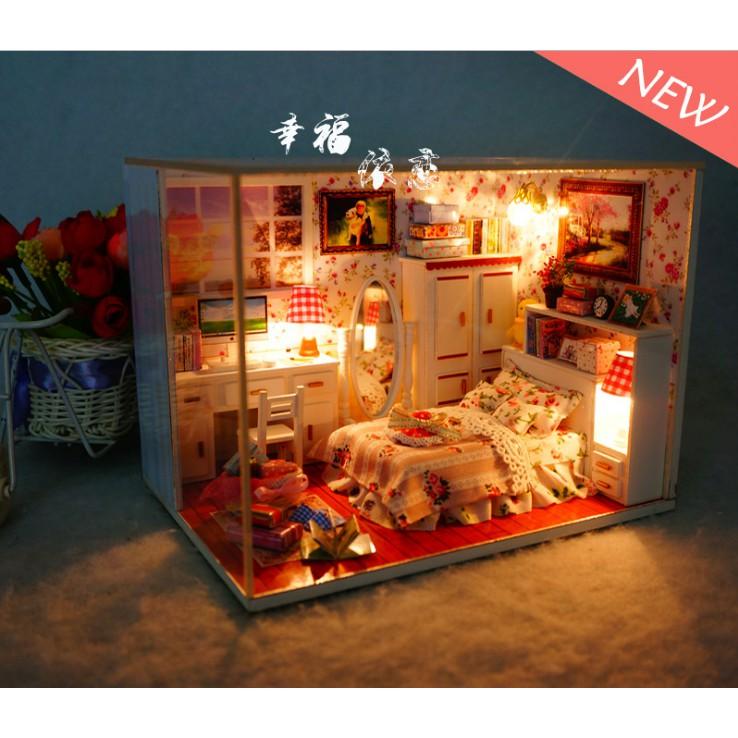 Mô hình lắp ghép nhà búp bê DIY phòng ngủ công chúa nhỏ Happiness Attachment