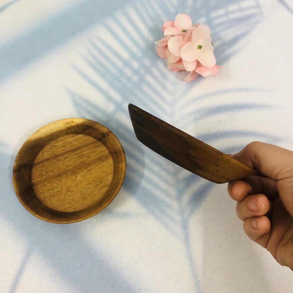 Đĩa Gỗ Keo Tròn Nhỏ Xinh 10cm, Vành Cao, Đĩa Gỗ Tự Nhiên Chấm Sốt, Gia Vị Trái Cây, An Toàn Cho Sức Khỏe