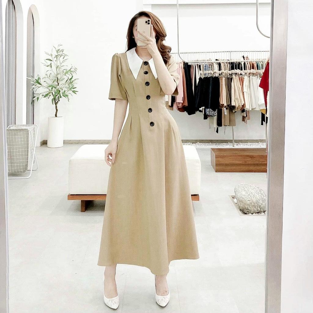 ĐẦM MIDI PHỐI CỔ PETER TRẮNG 11644