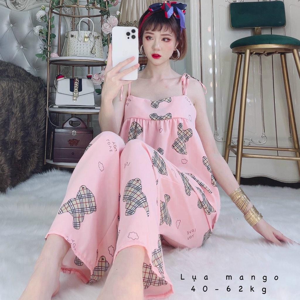 Đồ ngủ 2 dây quần dài pyjama nữ dễ thương vải lụa mango loại 1 giá rẻ freesize dưới 62kg My Store S55