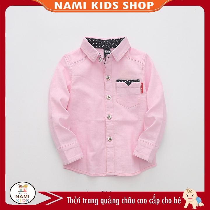 Áo sơ mi bé trai dài tay túi ngực chất cotton