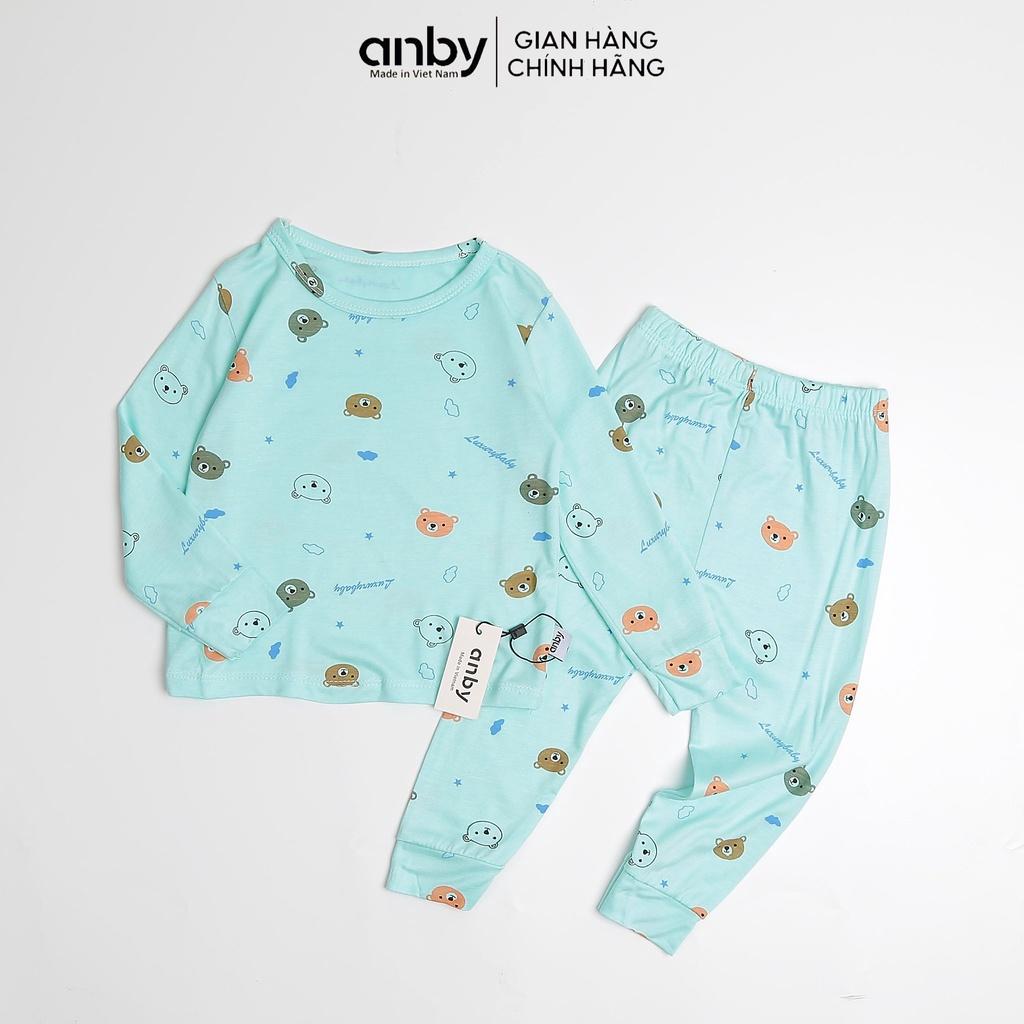 Bộ dài tay thu đông cho bé ANBY từ 1 đến 5 tuổi chất cotton thun lạnh dễ chịu họa tiết gấu