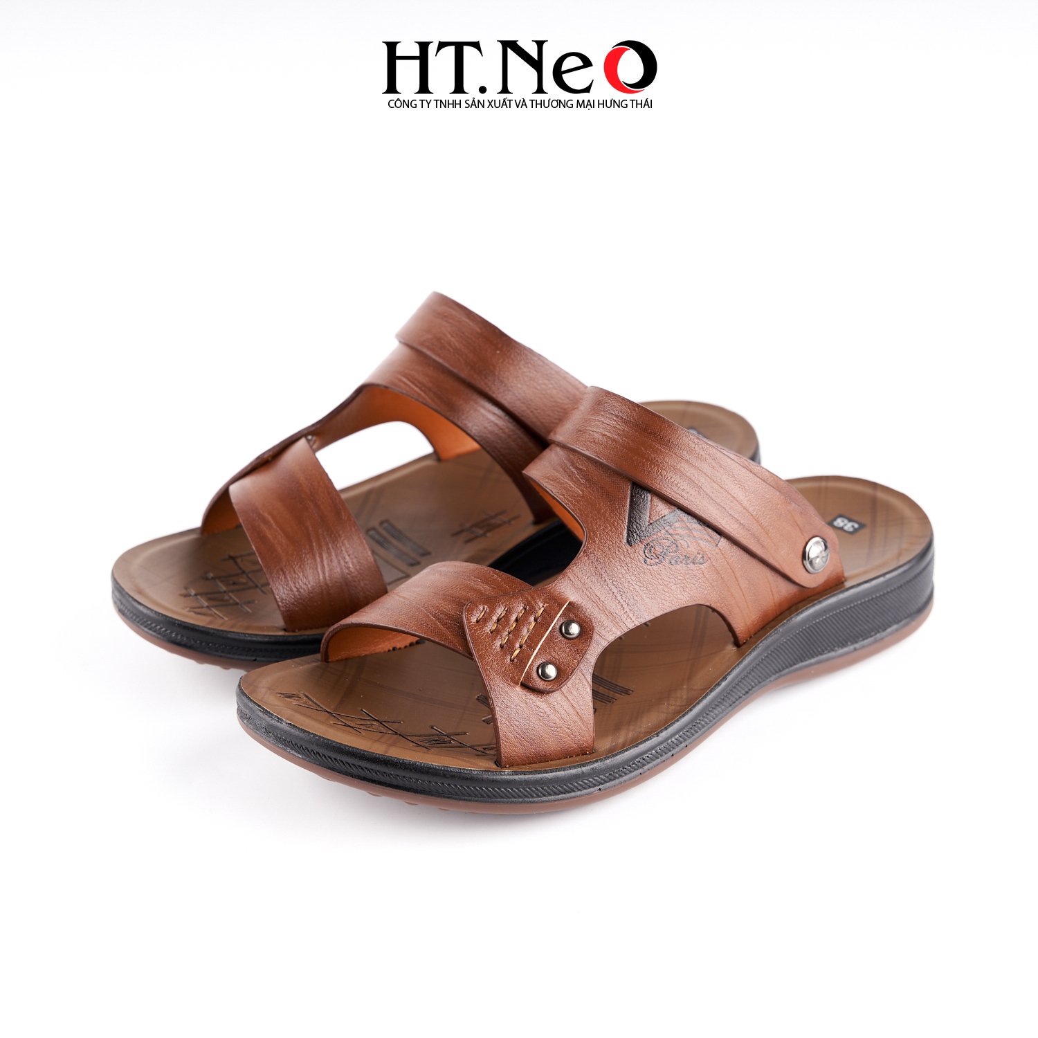 Sandal nam HT.NEO 100% da bò mềm mại, đế cao su nguyên khối, khâu may chân quai siêu chắc chắn SD157