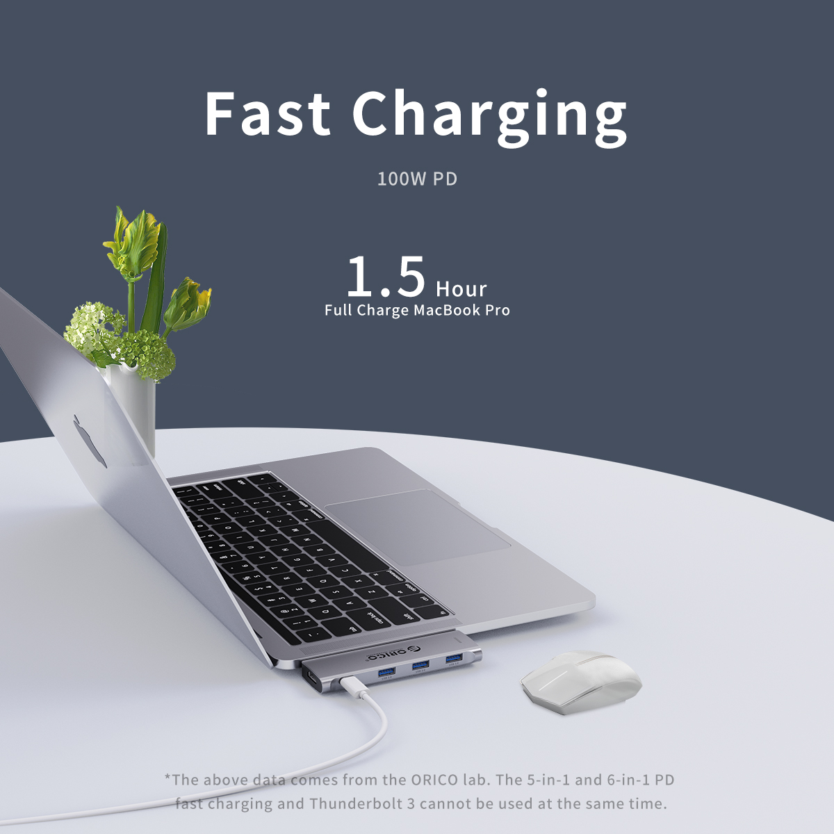 Dock Sạc Chuyển Đổi Orico 2CT-8HR-GY 8 Trong 1 Type C Thunderbolt3 MacBook HDMI 4K@30Hz/ PD 100W Max/ USB(3.0/2.0) TF/SD RJ45 - Hàng Chính Hãng