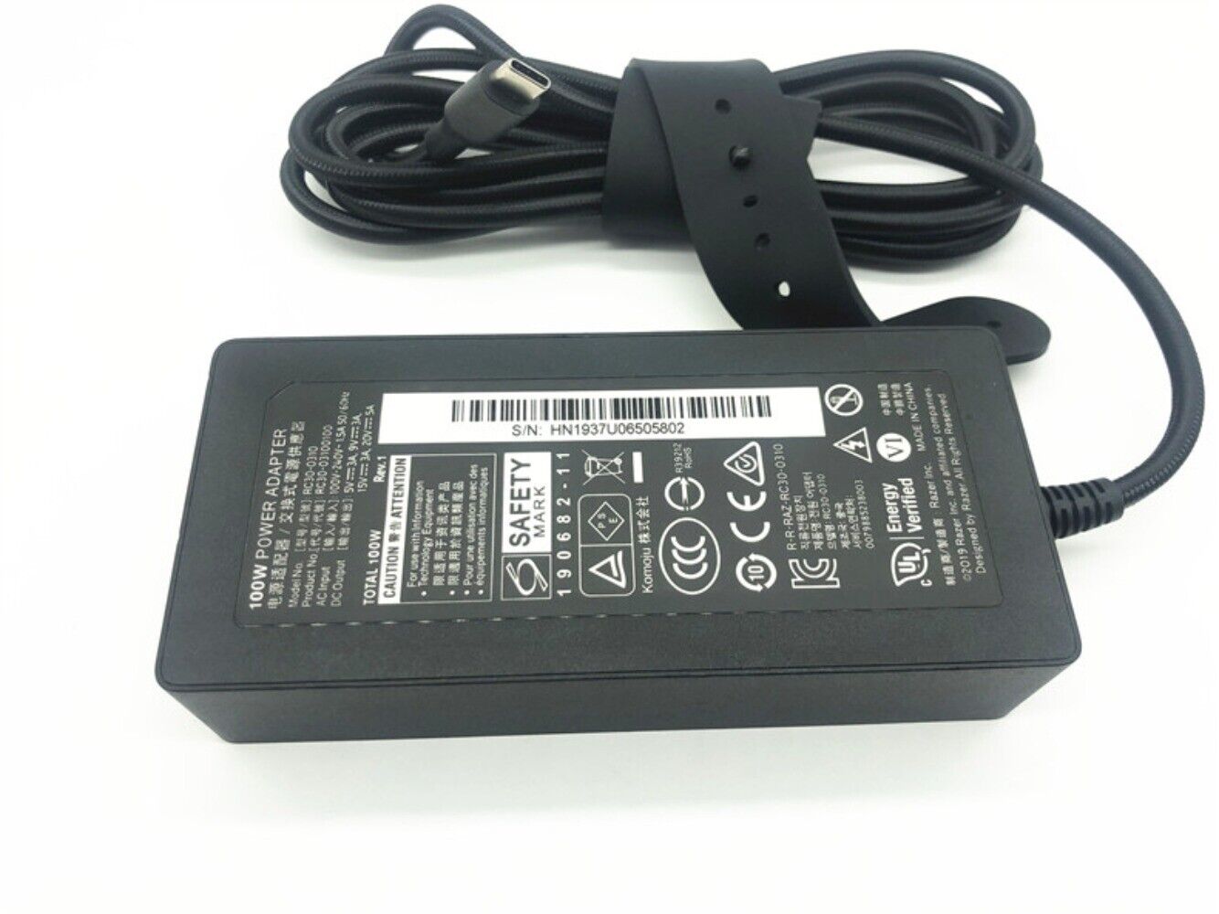 Sạc 100w 20V 5A type-C dành cho adapter fit Razer Book 13 RZ09-03571EM1-R3U1 Razer Blade Stealth 2019 2020 hàng nhập khẩu.