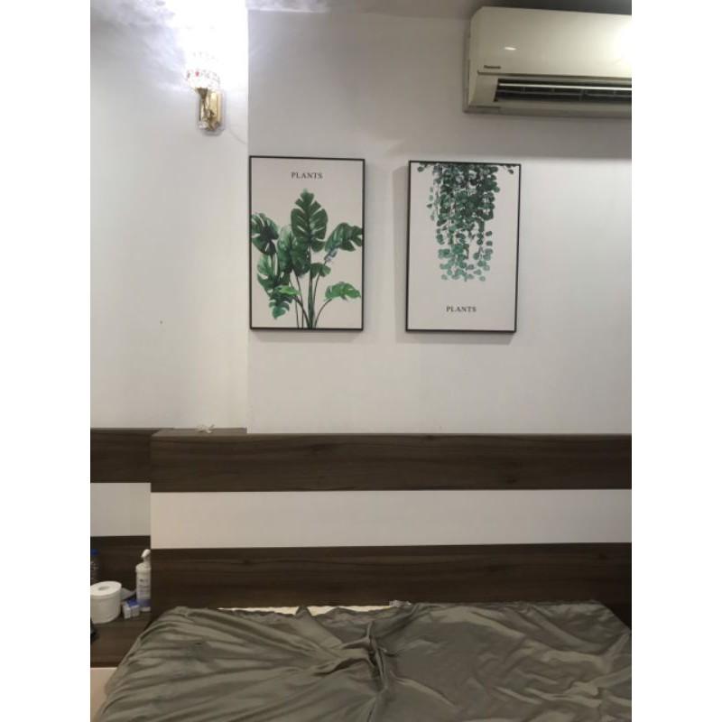 Bộ ba tranh treo tường, tranh canvas cao cấp ba bộ công xanh